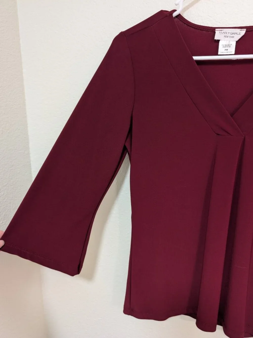 Elan + Grace Women’s 3/4 Sleeve Red Blouse Petite M